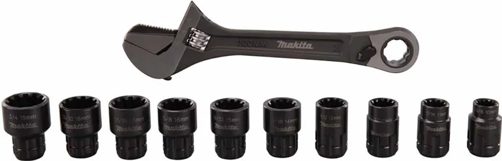 Clé à molette Makita B-65458 avec 10 douilles traversantes pour écrous