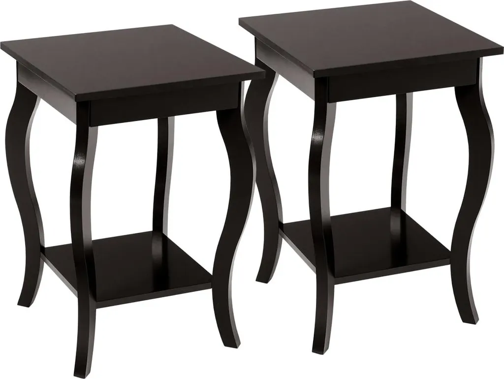 Petites tables de salon marron à double étagère et structure robuste
