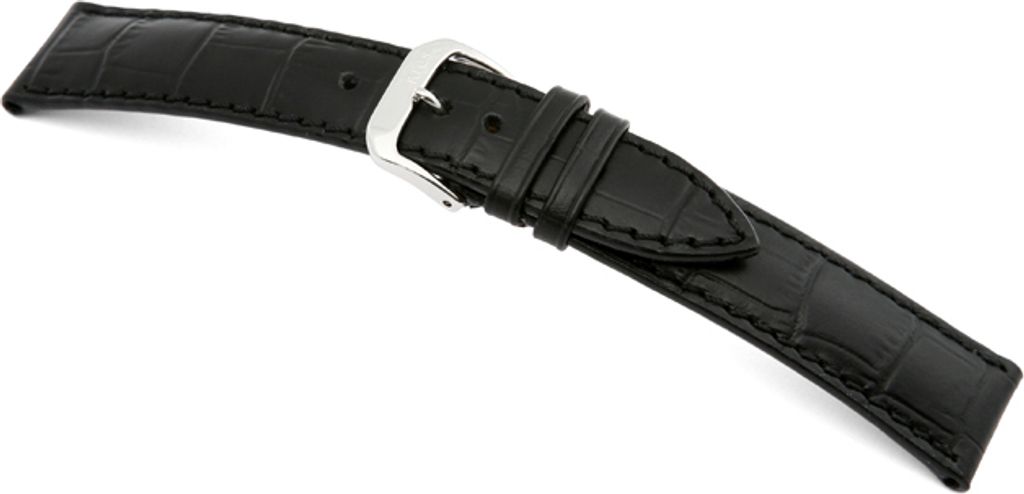 Happel Lederband Jackson 22mm schwarz mit Alligatorprägung
