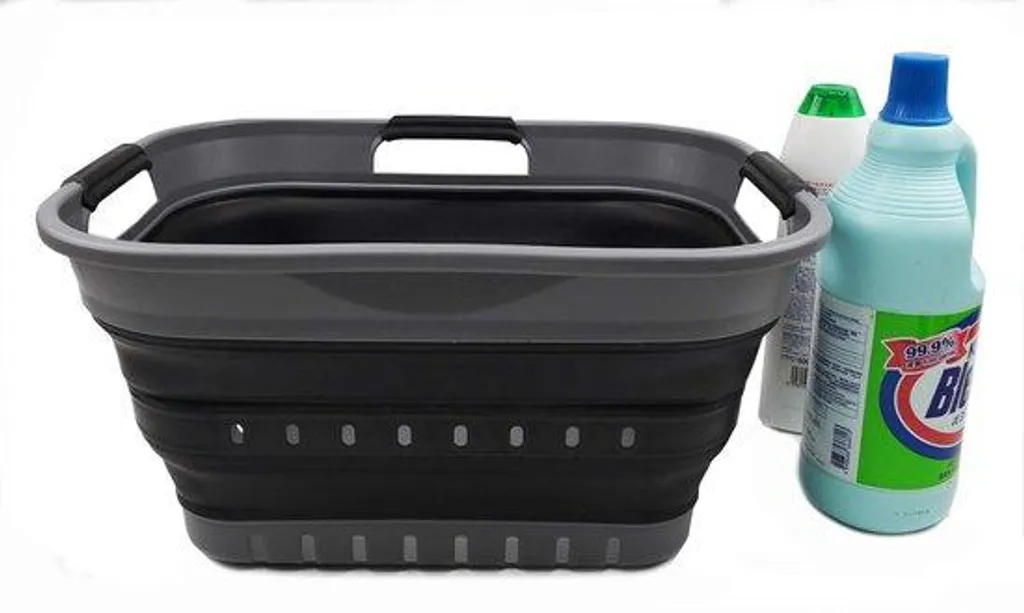 Panier à Linge Pliable 19L Gris/Noir - Bac de Rangement Compact