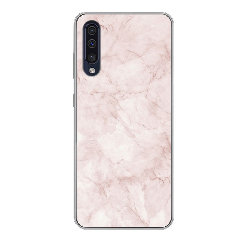 MuchoWow Handyhülle Schutzhülle Hülle für Samsung Galaxy A50 Marmor - Rosa - Schick Silikon Softcase Handy Hülle - Mobiltelefonhülle