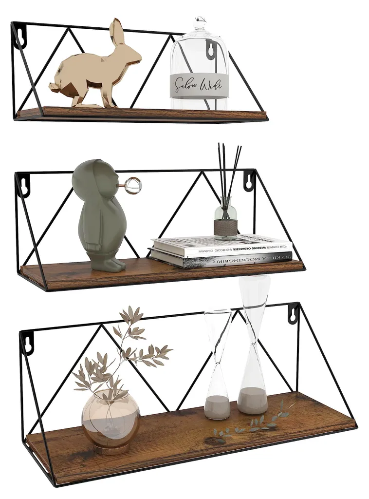 Rangement mural cuisine et salle de bain étagères bois lot de 3 pcs