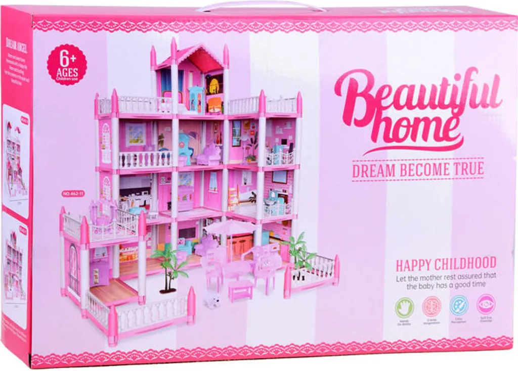Maison de poupées pour développer l'imaginaire : set de 222 mobiliers