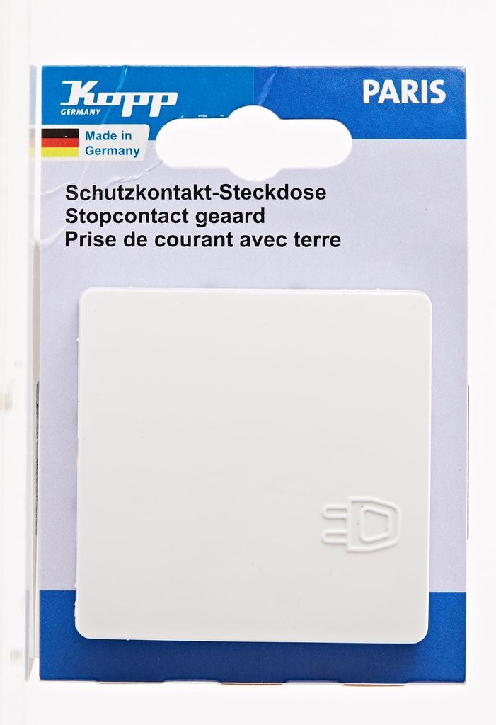 Kopp PARIS Schutzkontaktsteckdose, Arktis-Weiß, 1-fach, Produktbild 