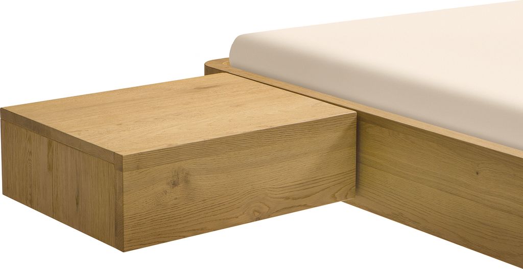 Hasena Caja Nachttisch zur Montage am Bett, mit einer Schublade, aus der Oak Bianco Serie
