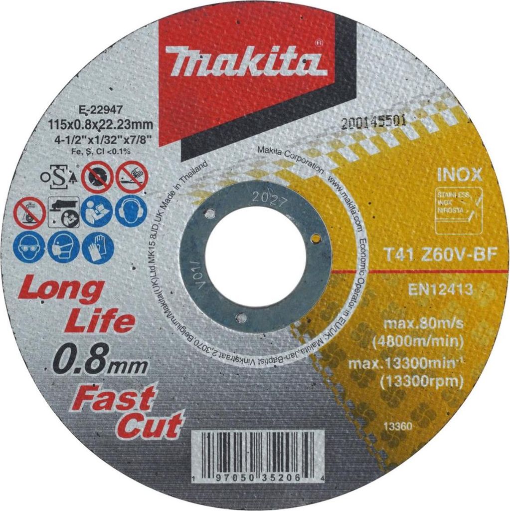 Makita Trennscheibe INOX 115x0,8 mm 12 Stück - Z60V-BF - E-22947-12