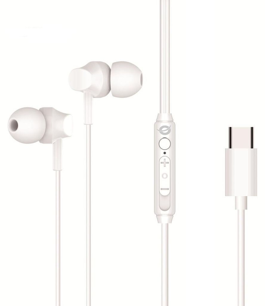Conceptronic BRENDAN03W USB-C In-Ear-Headset, Kabelgebunden, Anrufe/Musik, 20 - 20000 Hz, 13 g, Kopfhörer, Weiß