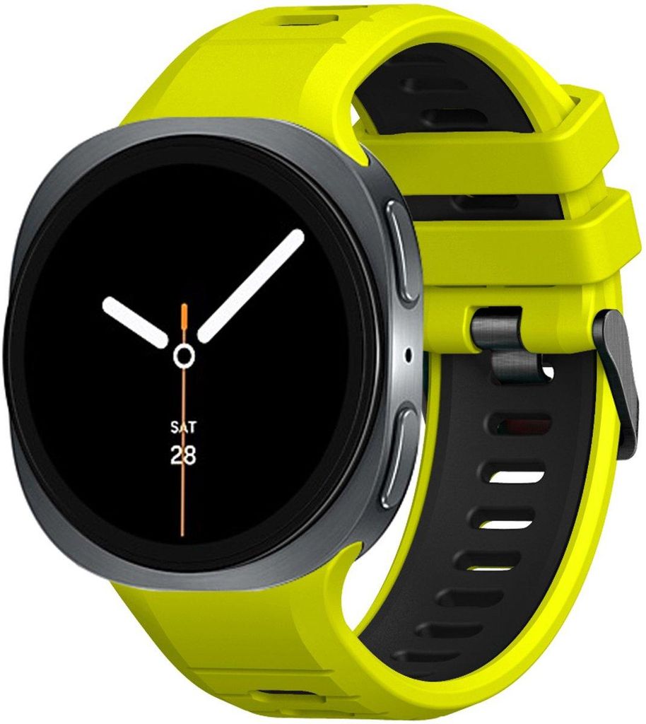FFO2World Zweifarbiges Silikonarmband für Samsung Galaxy Watch 8/8 Classic – Hochwertiges, sportliches Uhrenarmband – Gelb/schwarz