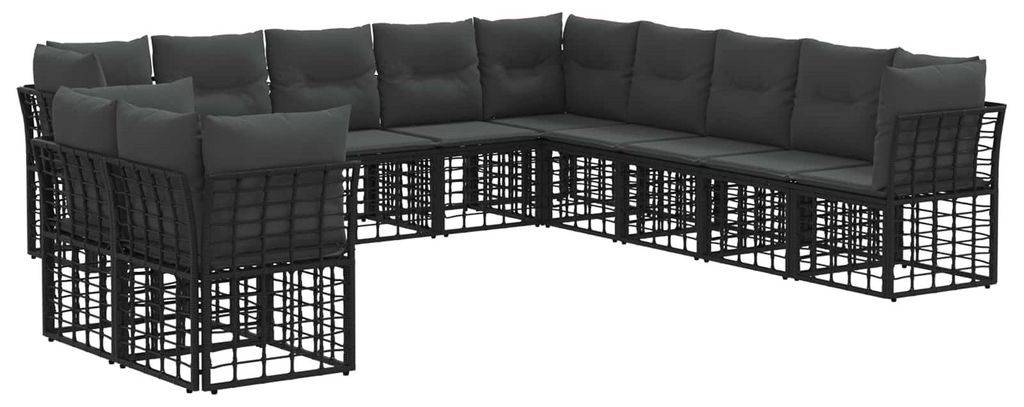 Outdoor-Sofagarnitur Schwarz Polyester