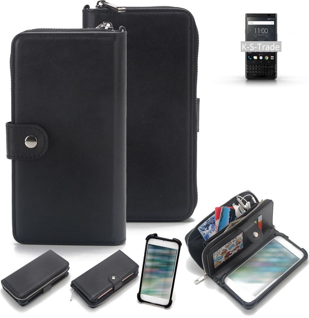 K-S-Trade 2in1 Handyhülle Schutzhülle kompatibel mit Blackberry KEYone Black Edition & Portemonnee Cover Handy Hülle Case Etui Geldbörse Wallet