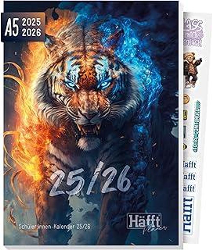 HäfftPlaner 2025/2026 A5 - Softcover Schülerkalender, Schülerplaner, Hausaufgabenheft, Schulplaner Wild Tiger - nachhaltig & klimafreundlich