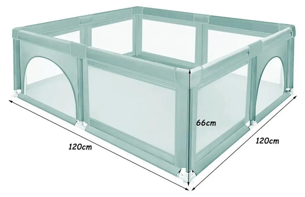 Aire de jeu pour bébé 120x120 cm - Parc à structure acier - Vert foncé