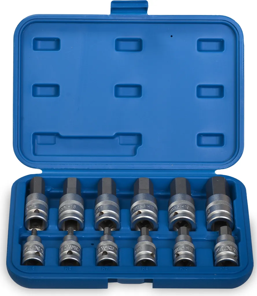 Jeu de 12 douilles à six pans creux HX 5-22 mm entraînement 1/2 pouce