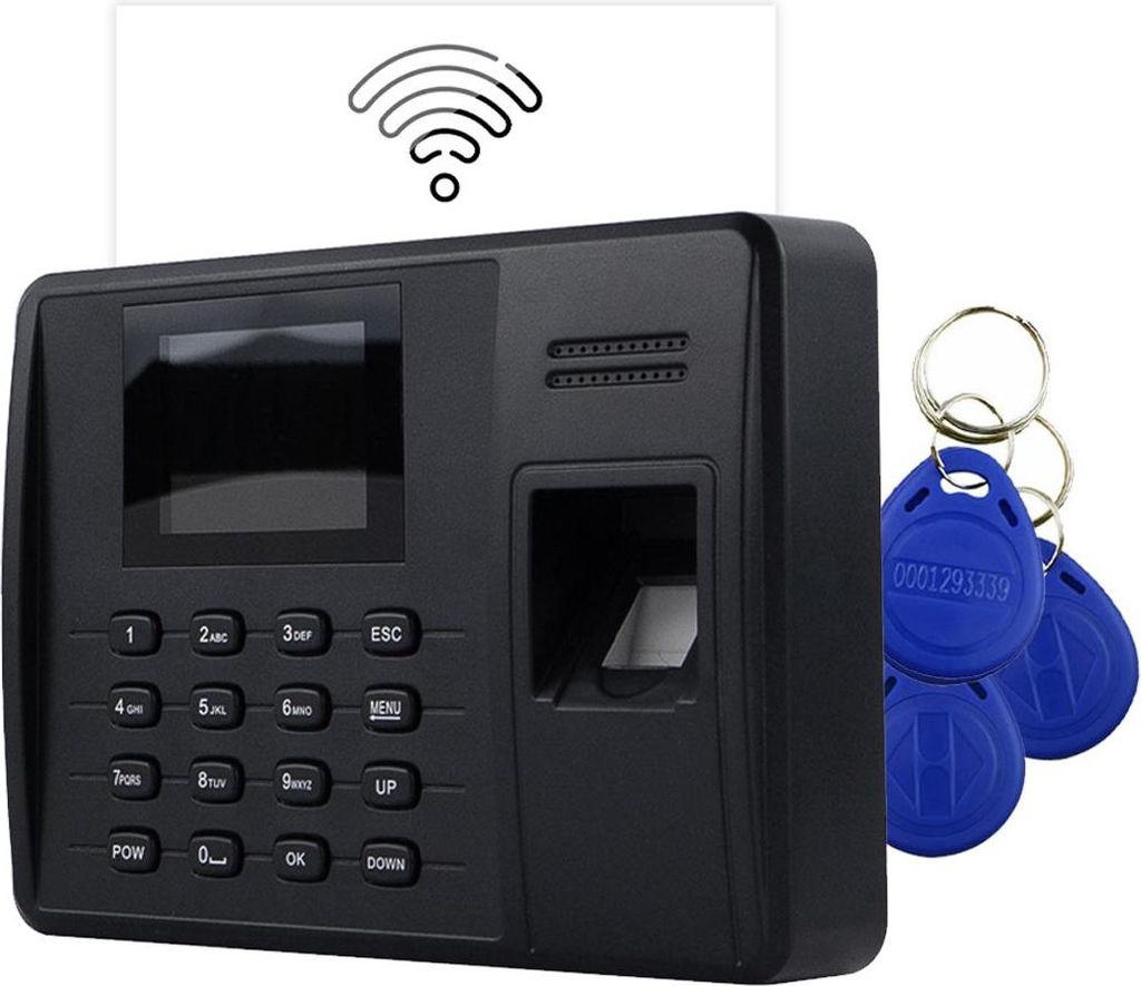 WiFi, WEB, P2P Arbeitszeiterfassung TimeLok-200NWEPI + 15 Schlüsselanhänger HD-RKF07