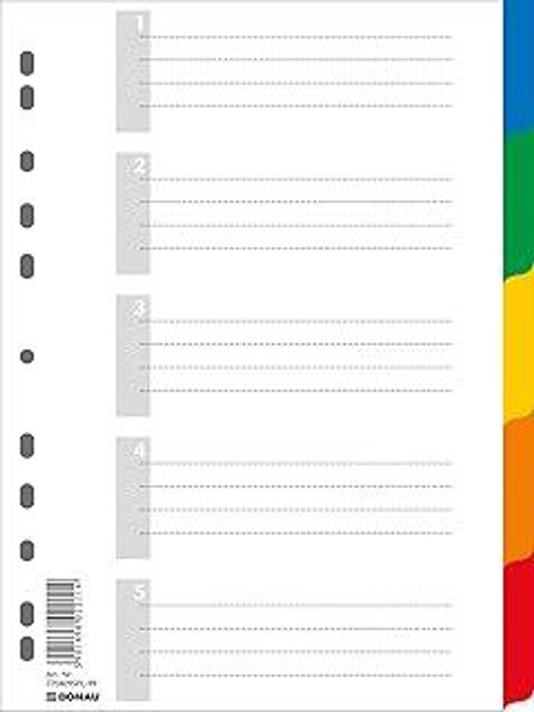 DONAU Register / Trennblätter aus Buntem stabilem Öko PP DIN A4 225x297mm, 11-fach gelocht, für die Ordner-Organisation im Büro
