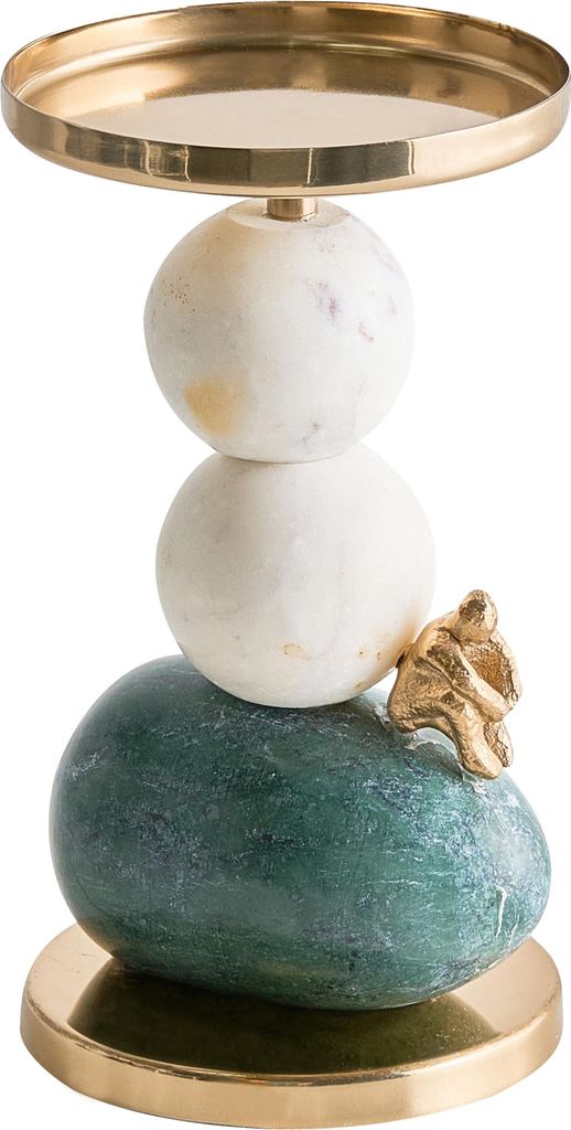 BELIANI Kerzenständer Mehrfarbig Marmor u. Metall 20 cm Hoch für Stumpenkerzen Handgefertigt Modern Tischdeko Accessoire Deko Haushalt & Wohnen