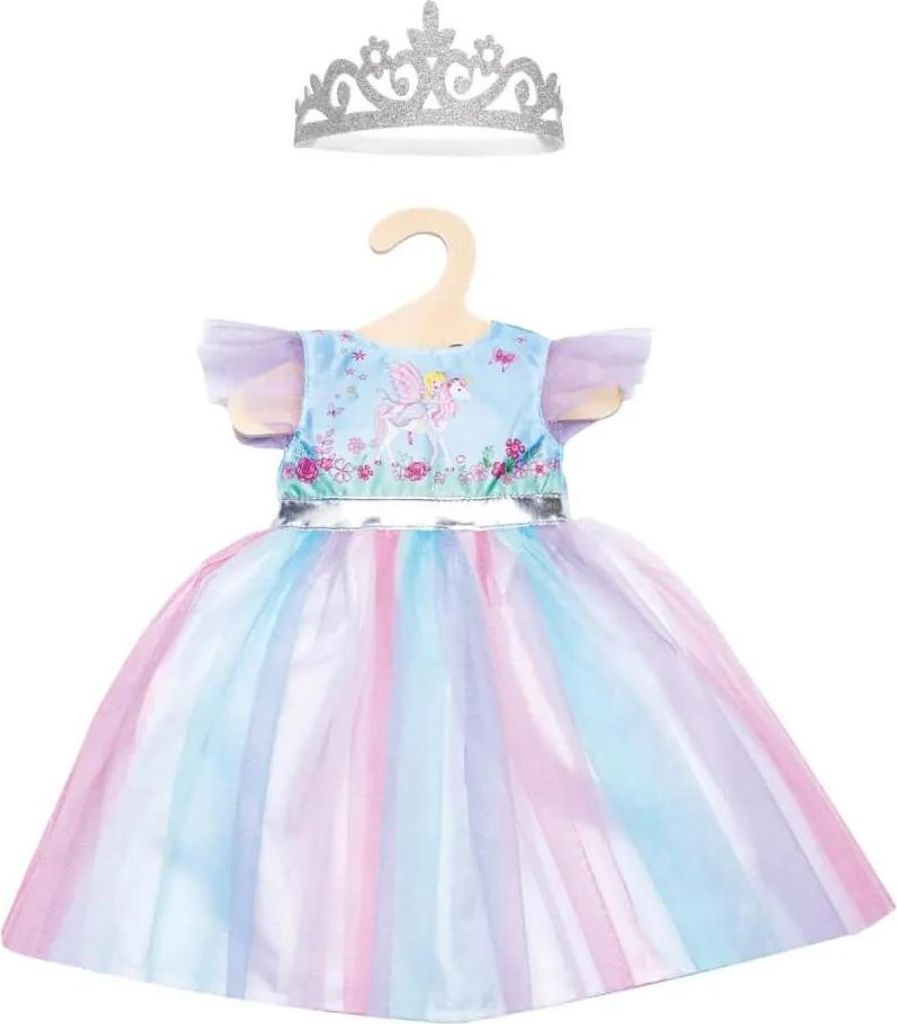 Heless Puppen-Kleid Fee und Einhorn mit silberner Krone, Gr. 28-35 cm