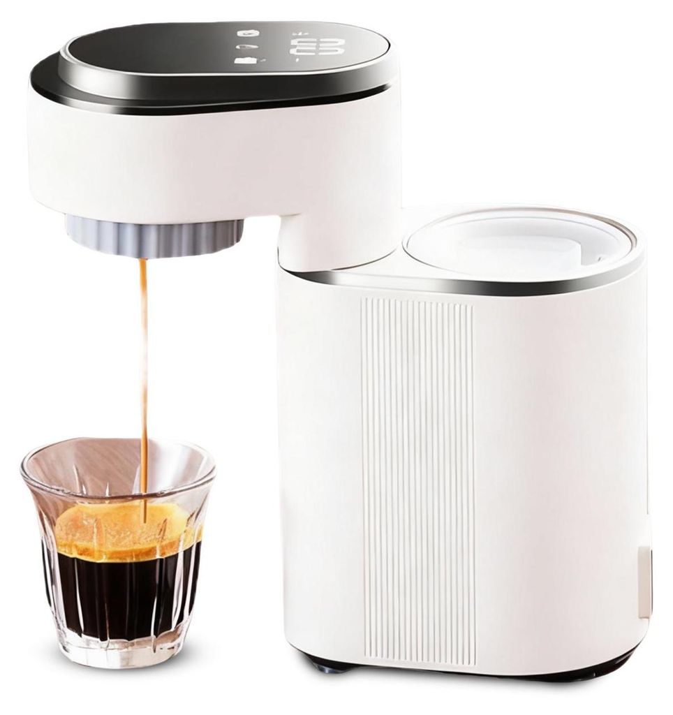 Zimilo Mini Espressomaschine, 15 Bar, tragbar, Heiß- und Kalt-Extraktion, 11 Temperaturstufen, 150ml Wassertank, Reise-Kaffeemaschine, Weiß