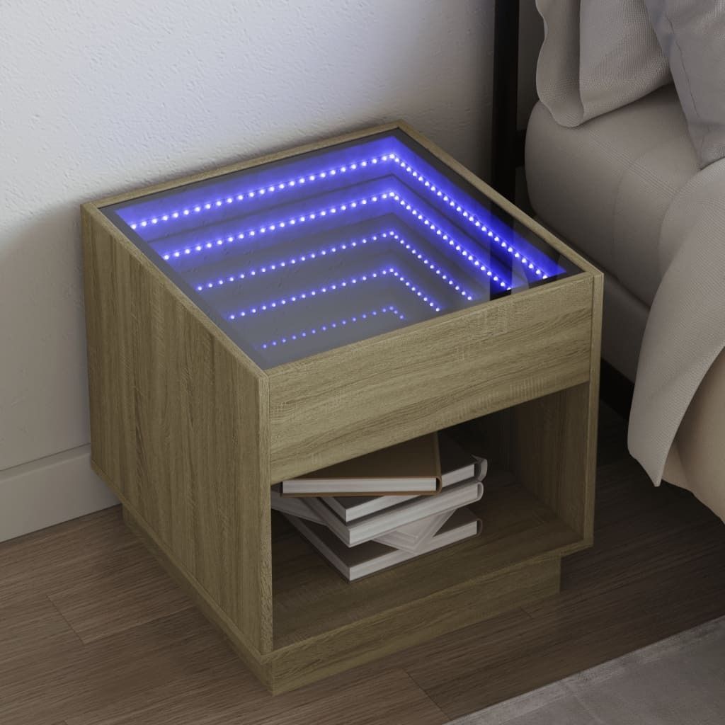 Maison Exclusive - Nachttisch mit Infinity-LED Sonoma-Eiche 50x50x50 cm