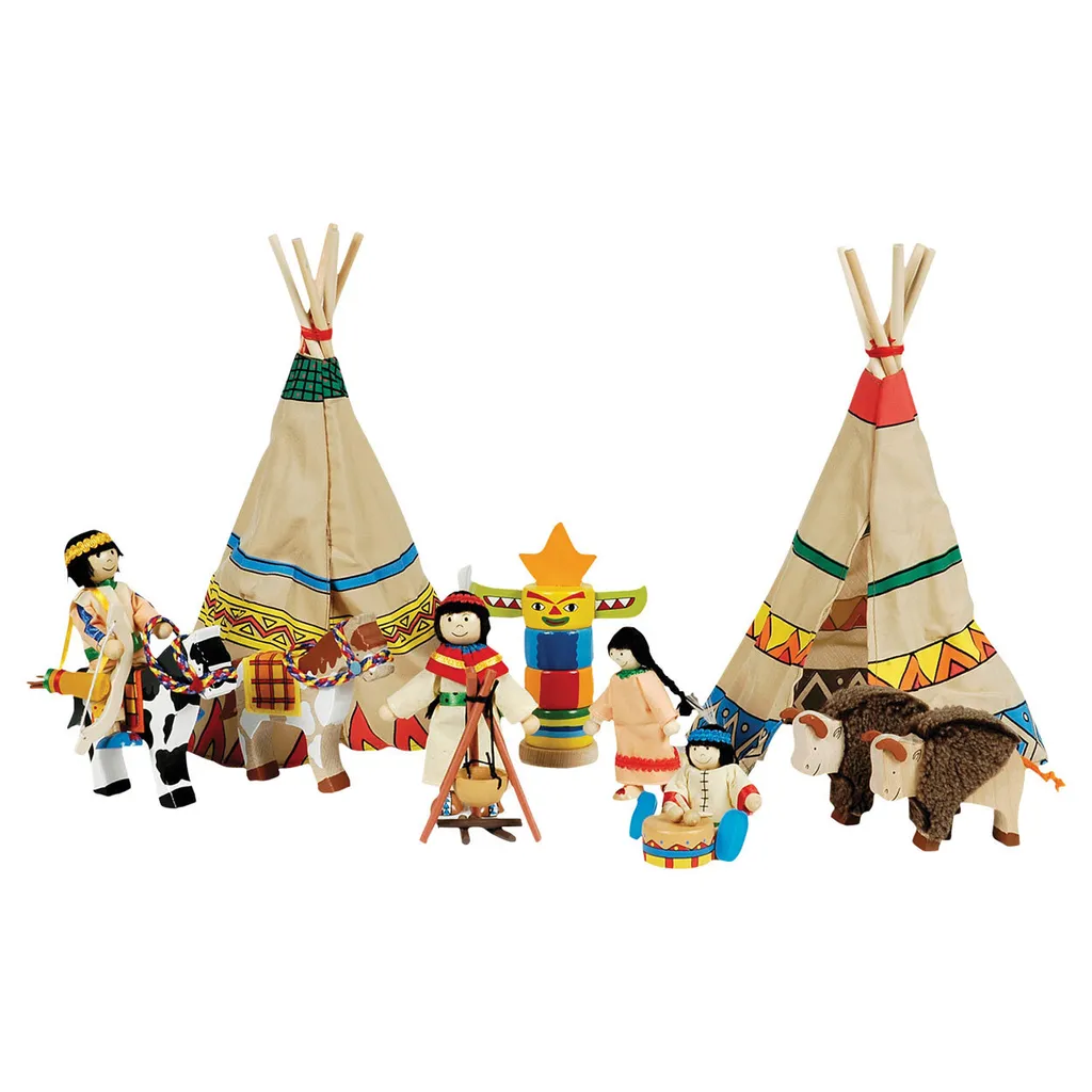 Goki 51911 Poupées à plier Camp indien multicolore - Set de figurines