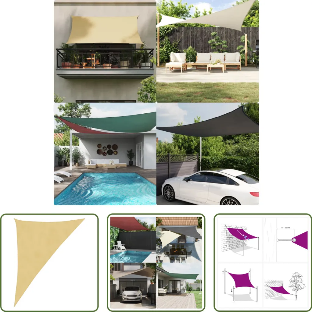 Tenda da Sole Sabbia 4x5x6,4 m | Vela Ombreggiante Oxford Impermeabile