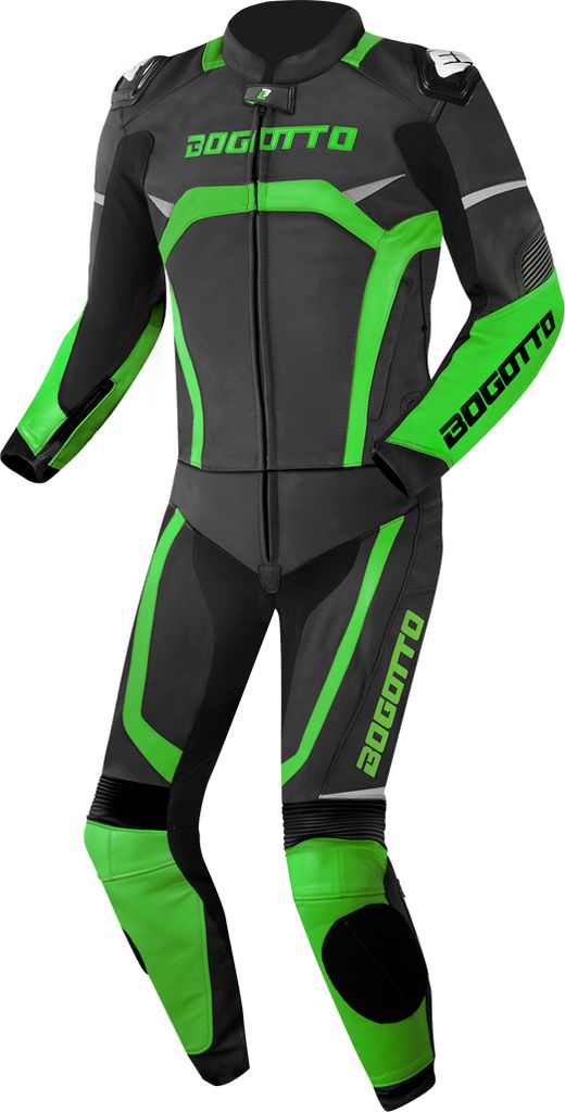 Combinaison cuir moto 2 pièces Bogotto Misano, noir/vert, Image du produit 