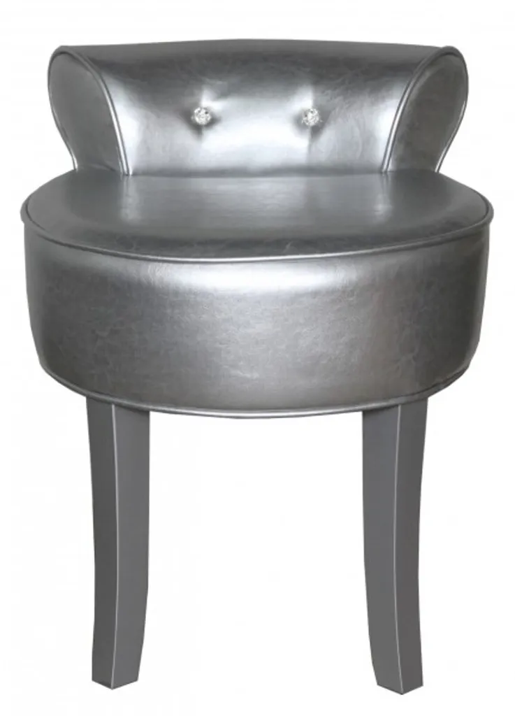 Tabouret argenté Casa Padrino Boston baroque avec strass brillants