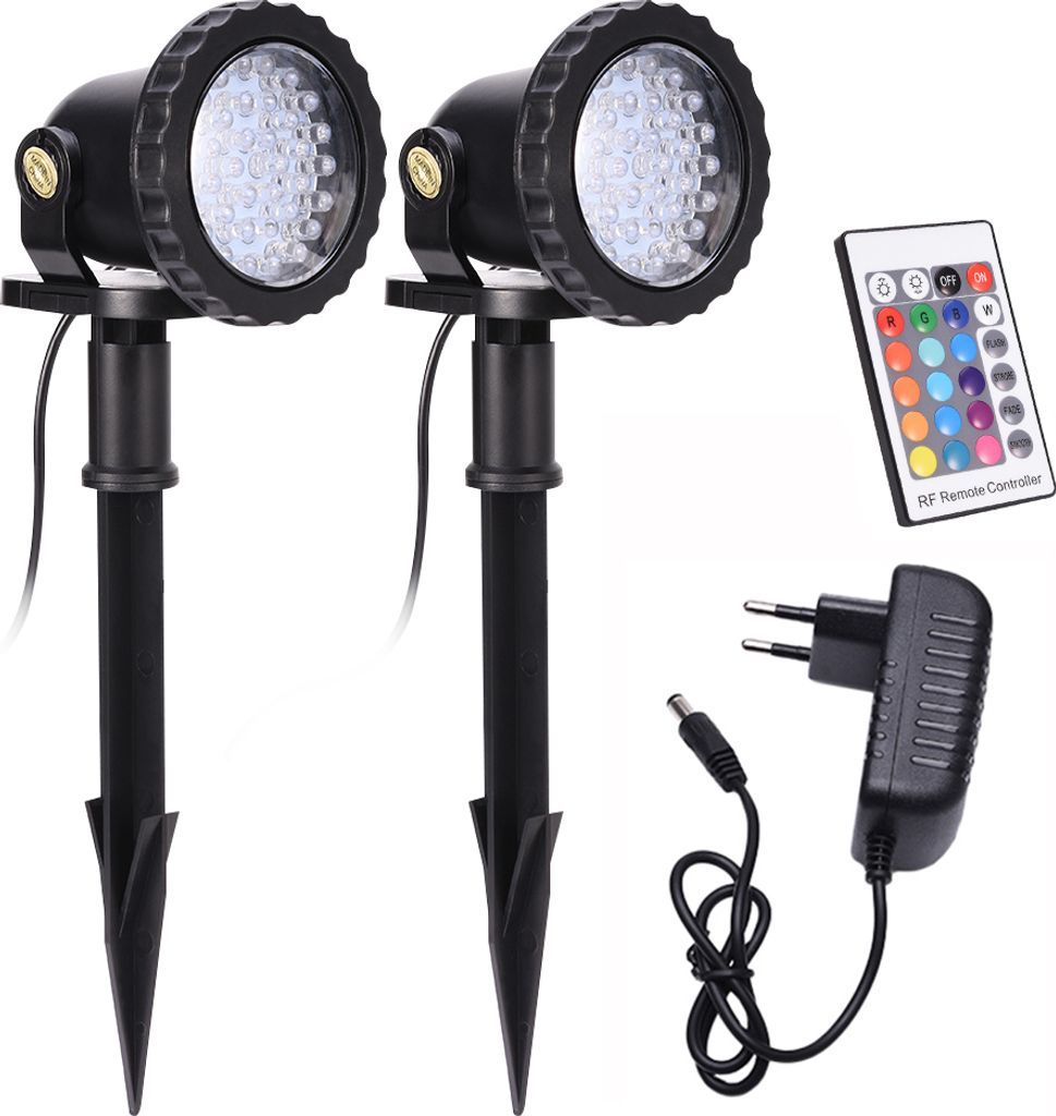 2er Set 3W LED RGB Gartenstrahler IP65 Wasserdicht Außen Produktbild 