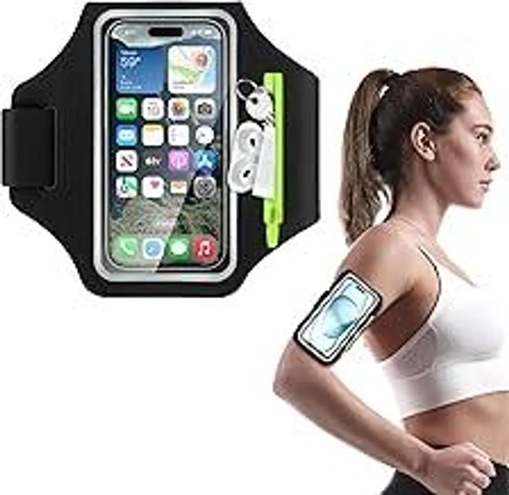 Cinturino sportivo per cellulare da jogging, custodia per cellulare Weflay da jogging con tasca per auricolari, custodia resistente al sudore, bracciale da corsa per iPhone 16 15 14 13 12 11 Pro Max Galaxy S25 S24 S23 Ultra fino a (6,8 pollici)