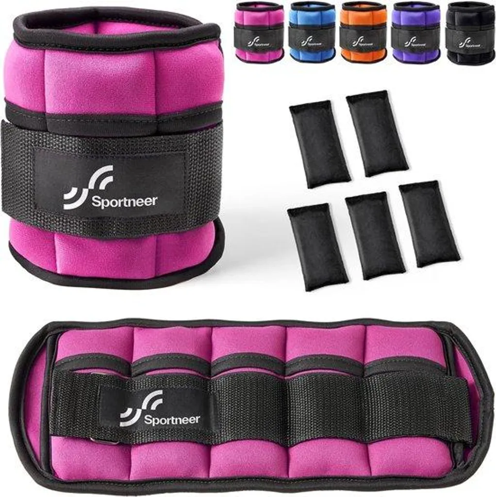 Lests ajustables enfant 0,23kg à 1,6kg, paire bicolore rouge et blanche