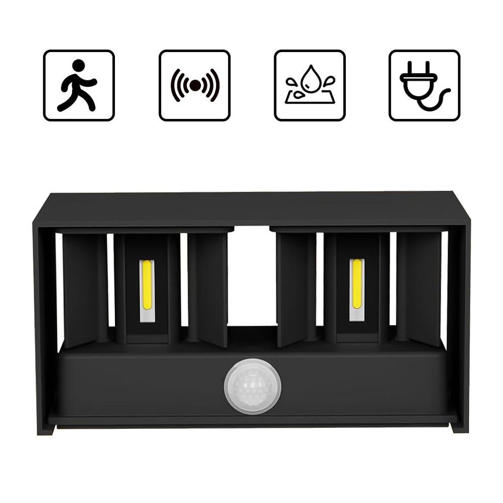 LED Wandleuchte mit Bewegungsmelder, Moderne Außenwandleuchte aus Aluminium, 20W Wandlampe eckige Außenlampe für Terrasse/Hof/Haustür