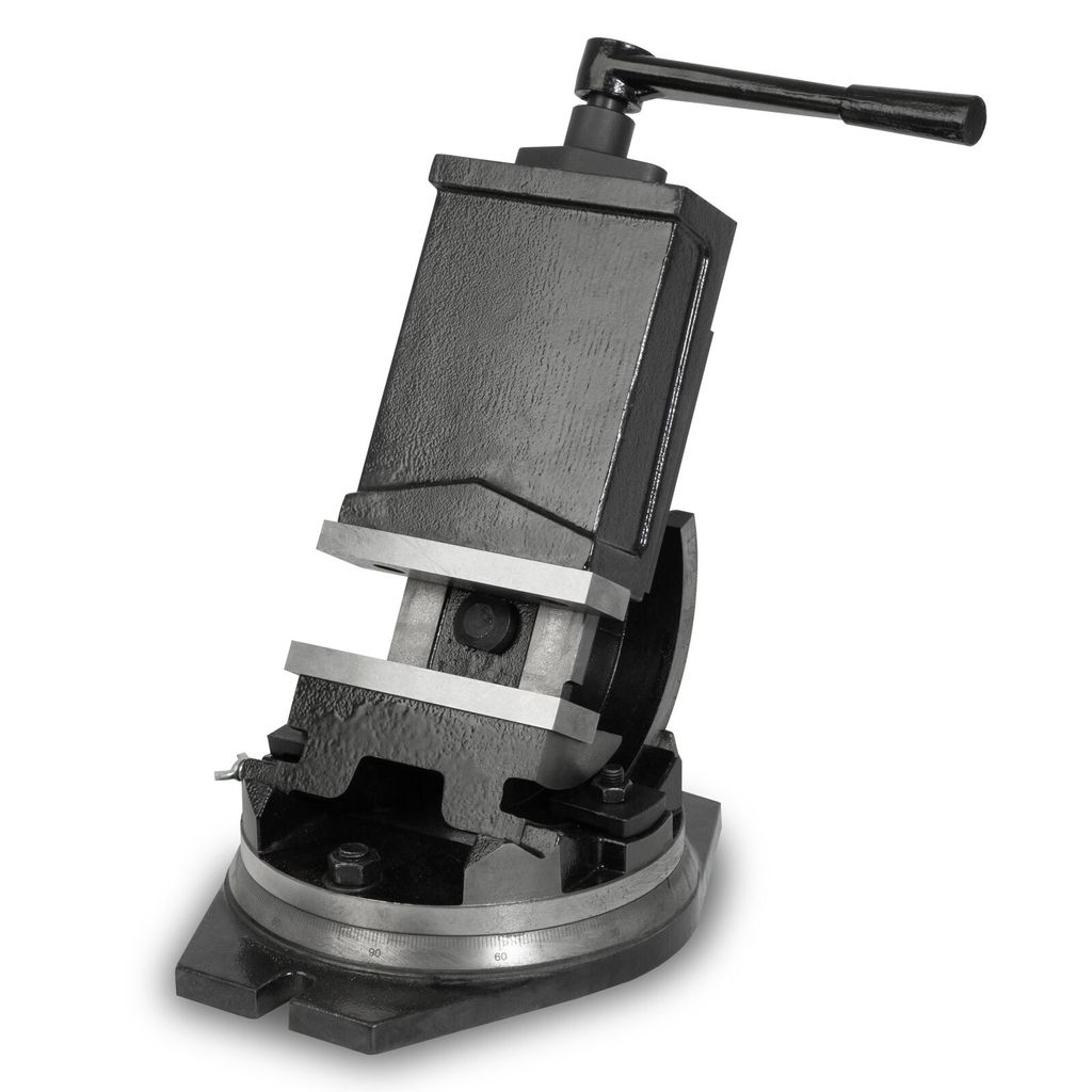 EBERTH Maschinenschraubstock drehbar und kippbar aus Stahlguss, Max. Spannbreite 125mm, Backenbreite 160mm, Schraubstock für Bohrmaschine