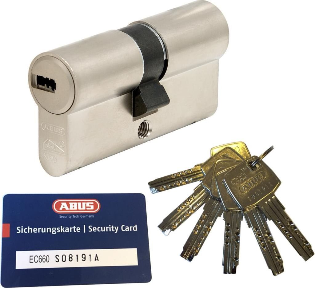 ABUS EC660 Doppelzylinder Länge (a/b) 35/35mm (c=70mm) mit Sicherungskarte und 6 Schlüssel, Not-u. Gefahrenfunktion und SKG** Bohrschutz