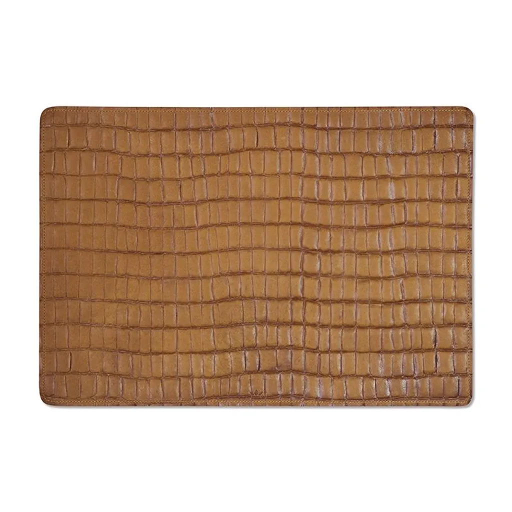 Dutchdeluxes Tovaglietta Pelle Pieno Fiore Marrone 48x34 - Idrorepellente