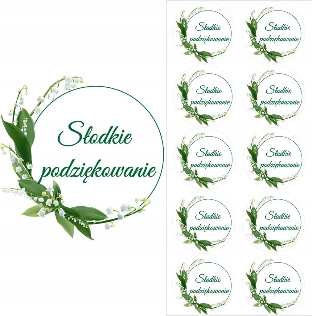 Adesivo Grazie 50mm 10 Pezzi - Mughetto Boho Comunione DIY
