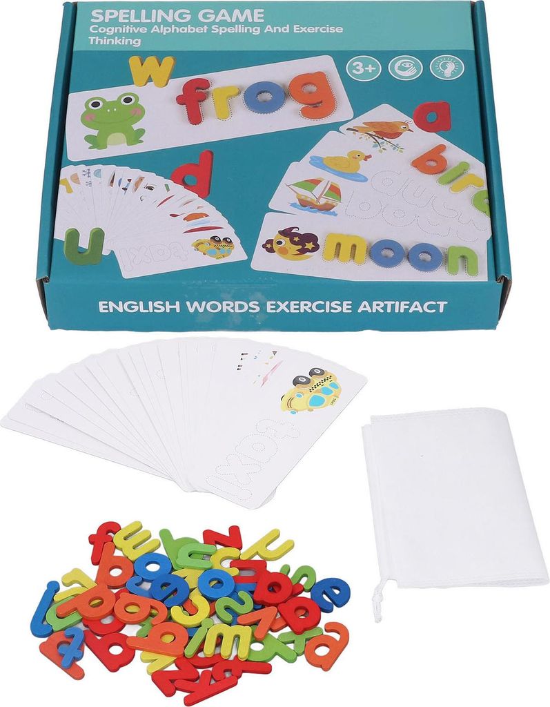Sehen und buchstabieren Lernspielzeug Alphabet Frühe Bildung Kognitives Puzzle Wort-Rechtschreib-Übung Buchstabenspiel für Personen ab 3 Jahren