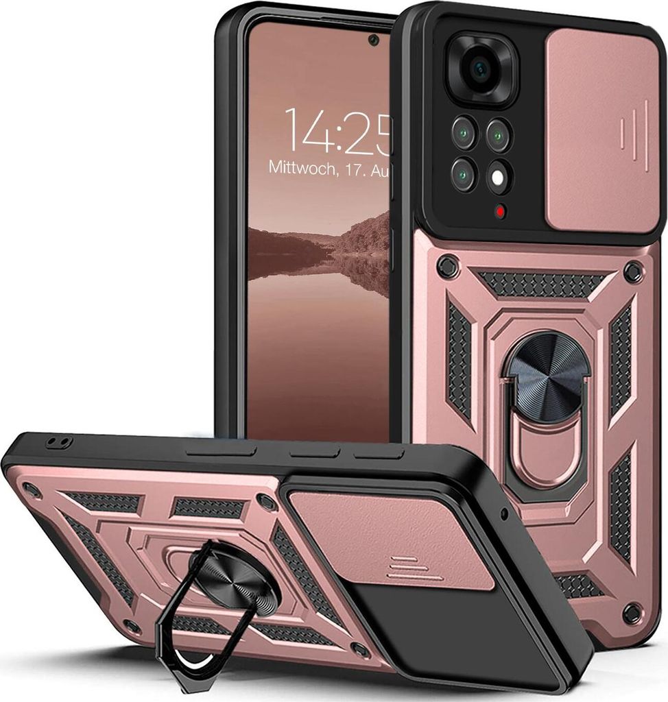 Armor Handyhülle für Xiaomi Redmi Note 11 Kameraschutz Handy Panzer Case Cover Schutzhülle Outdoor Farbe: Rosegold