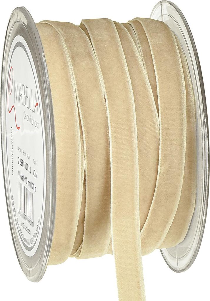 Dekoband Samtband Geschenkband Velvet Beige 10mm 20m - Perfekt für kreative DIY Dekorationen