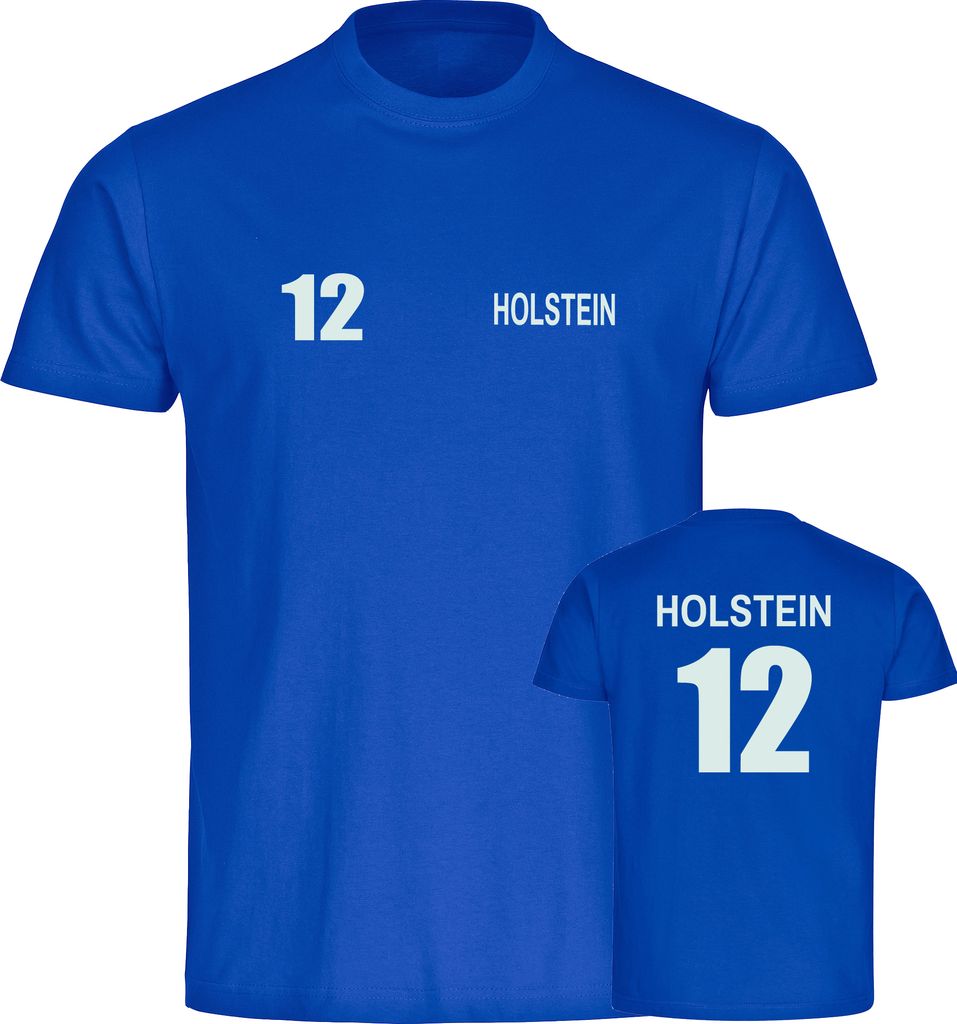 multifanshop Herren T-Shirt - Holstein - Trikot Nummer 12, blau, Größe 5XL