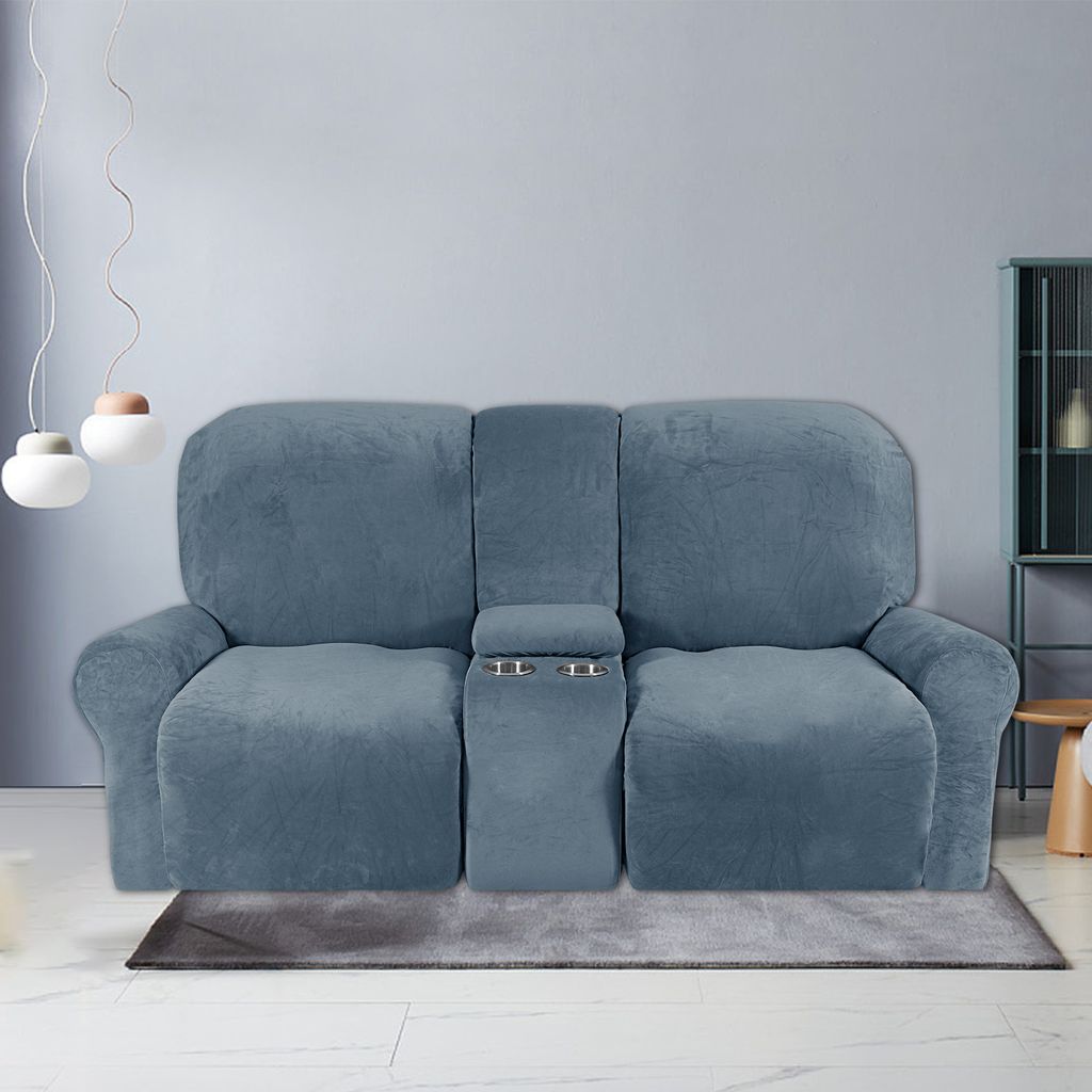 8-teiliger Stretch Samt Hussen Recliner Sofabezug mit Produktbild 
