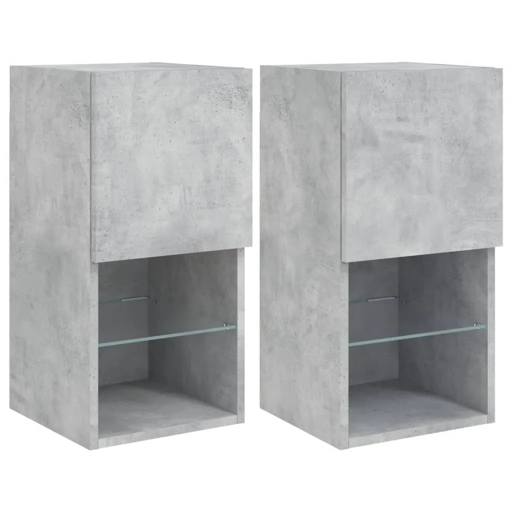 Mobili TV Sospesi Grigio Cemento e LED 2pz | Eleganza Minimalista