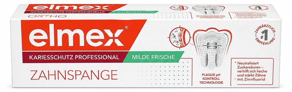 elmex Kariesschutz Professional + Zahnspange Zahnpasta, Produktbild 