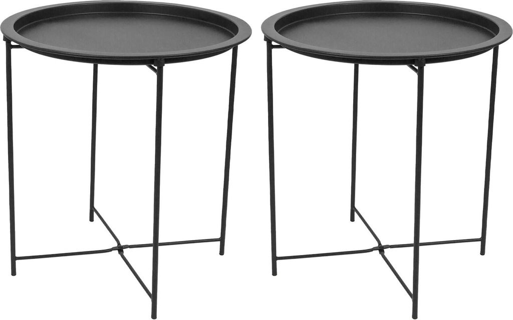 Runde Tabletttische aus Stahl von Harbor Housewares – Mattschwarz – 2er-Pack