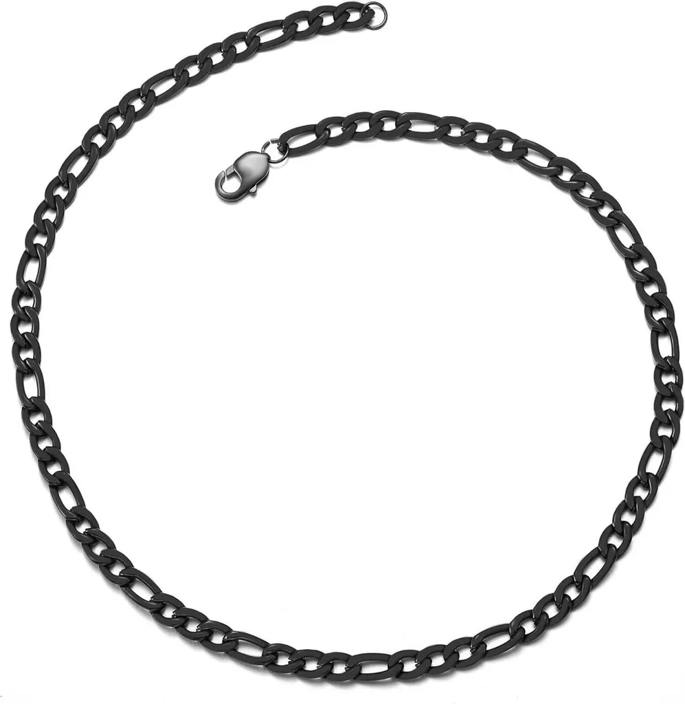Collana Figaro da uomo in acciaio inossidabile argentato con catena a cordoncino 5 mm 45-90 cm - 13