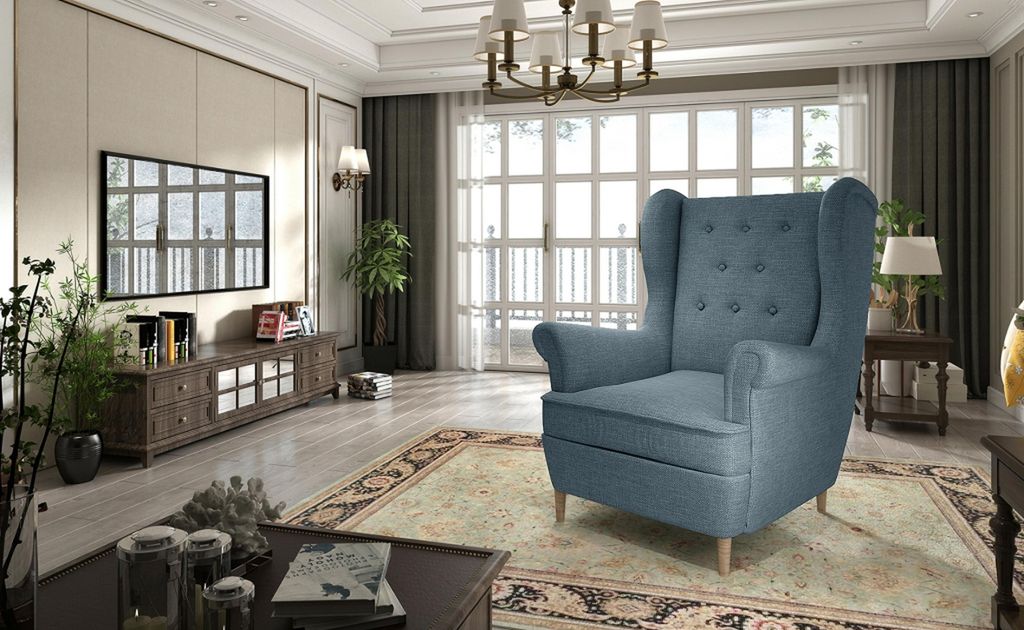 Lounge Ohren Sessel Club Designer Möbel Fernseh Sofa Stuhl Samt Polster Sitz Neu