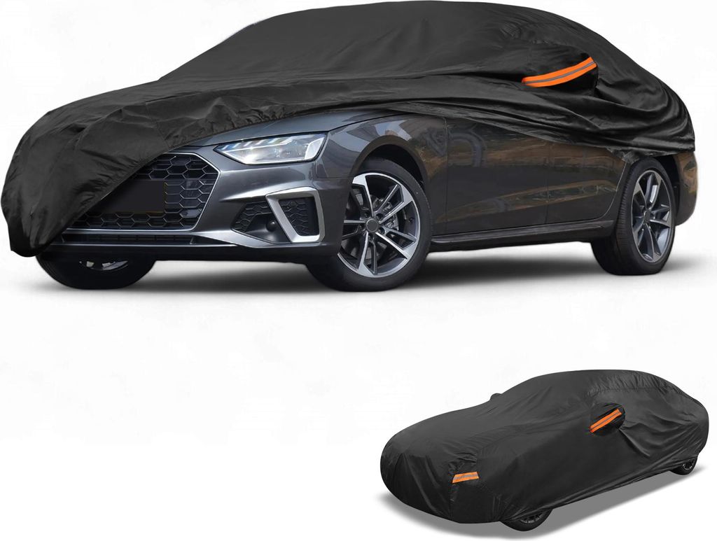 1 Stk. Universal Autoabdeckung Wasserdicht Alle Wetter Automotive Outdoor Anti-UV Sonnenregen Schutz Vollabdeckung 210T-PU Schwarz Passend für Lim...