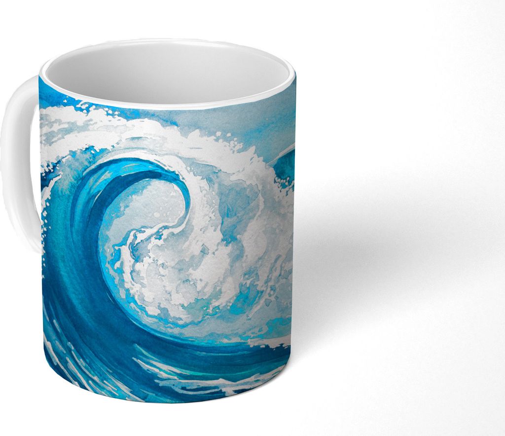 MuchoWow Tasse Kaffeetasse Kaffeebecher 350 ml Golf - Meer - Aquarell Teetasse - Fototasse - Becher - Keramikbecher - Teebecher - Kaffeetasse - B...