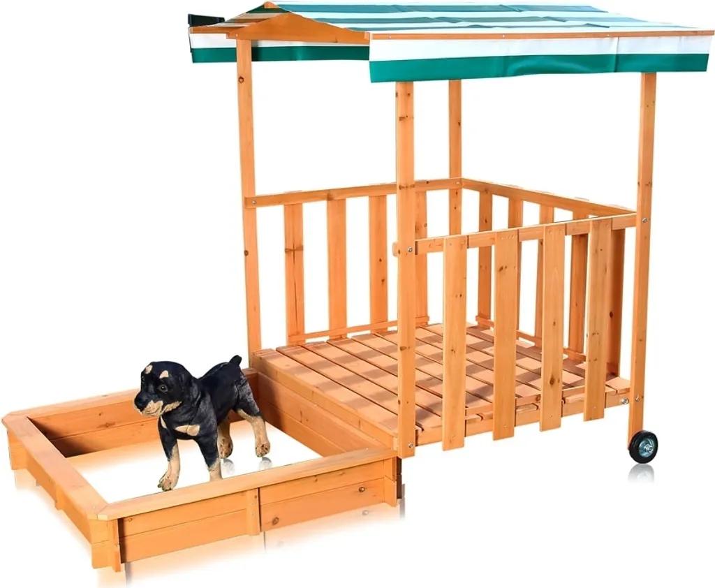Bac à Sable Extérieur pour Enfant avec Toit Ombragé pour Jardin et Cour