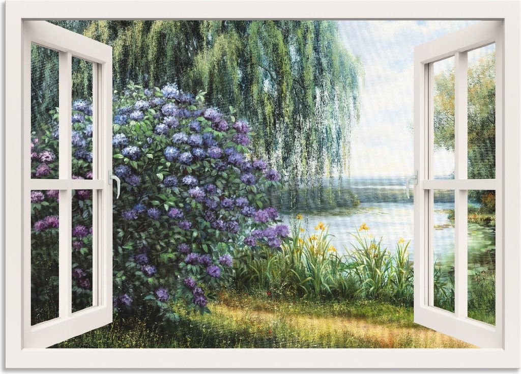 ARTland Wandbild Alu für Innen & Outdoor Hortensien am See Produktbild 