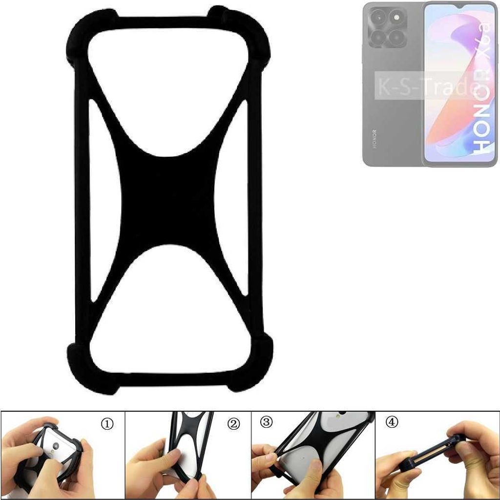 K-S-Trade Handy-Hülle Schutz-Hülle kompatibel mit Honor X6a Silikon Bumper TPU Softcase Smartphone Stoßschutz, schwarz